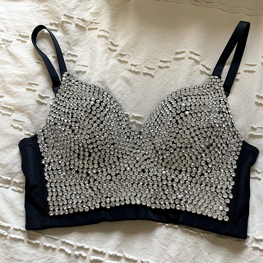 NEW Aperloth XS Rhinestone Bralette